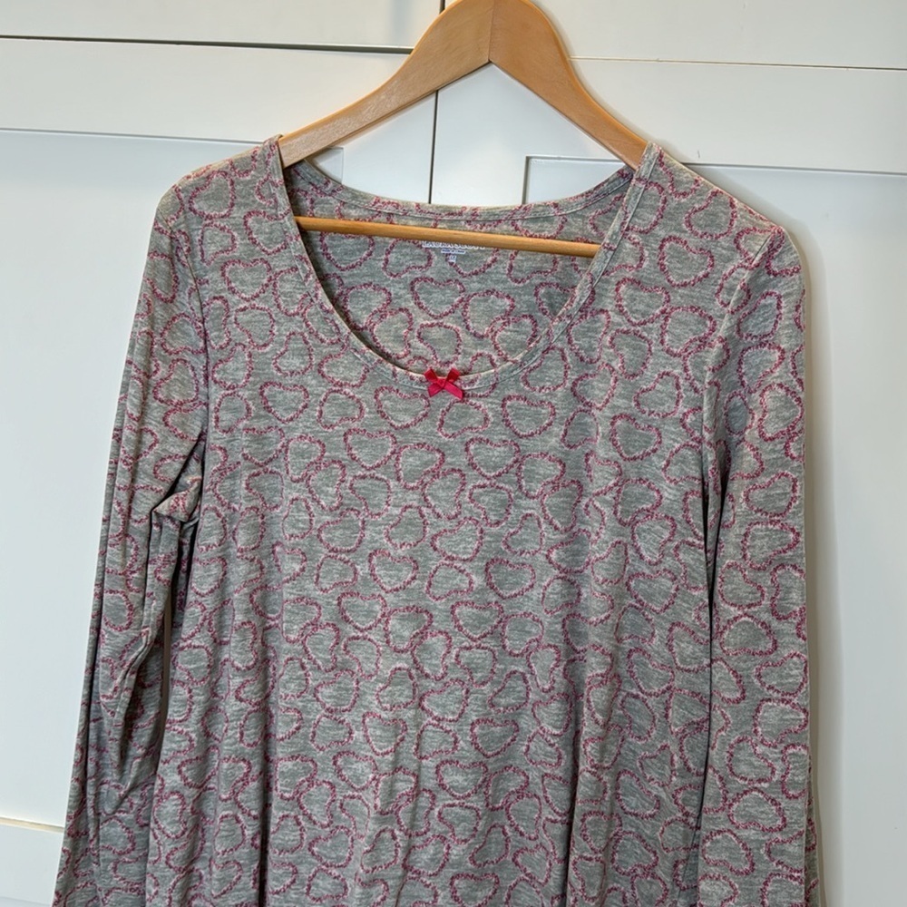 Laura Scott Women’s Night tshirt night gown long sleeve hearts medium - Picture 1 of 10